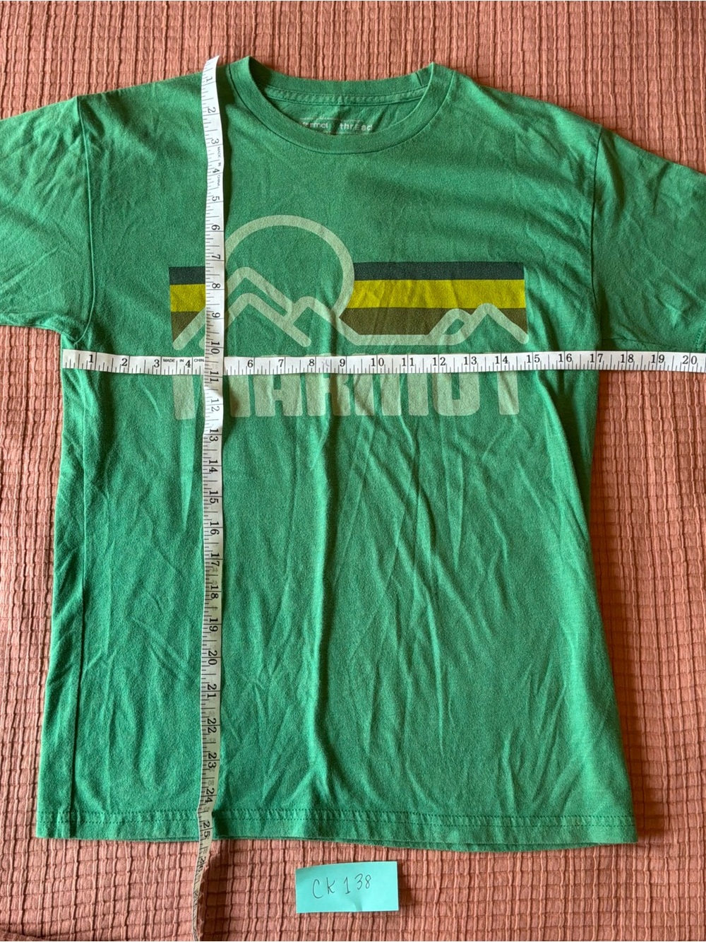 Marmot Green Graphic Short Sleeve Tee with Mountain Stripe